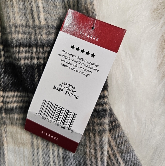 BB Dakota Steve Madden Plaid Boxy Shacket Button Front Jacket Women’s XL NWT - Picture 5 of 11